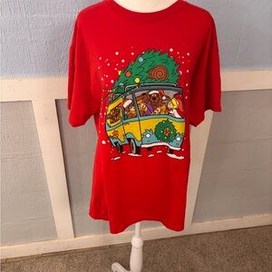 Scooby Doo Christmas Tee Mystery Van WMN Large, Mens Med 28” long Cotton